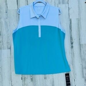 Jack Smith 2XL Women Polo Golf Sleeveless Shirts Blue White Top Performance Wear